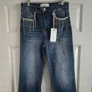 BNWT RISEN High Rise Crop Straight with Pocket Rhinestones ***Glam and Glitzy***